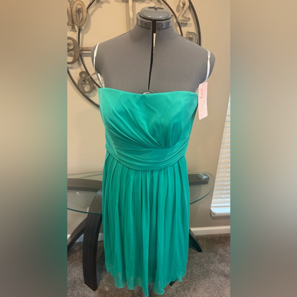 Elegant Green Strapless Dress by Alfred Sung Size 12 Sample NWT